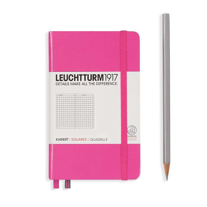 Notebook Pocket (A6), Hardcover, 187 numbered pages, Pink, squared