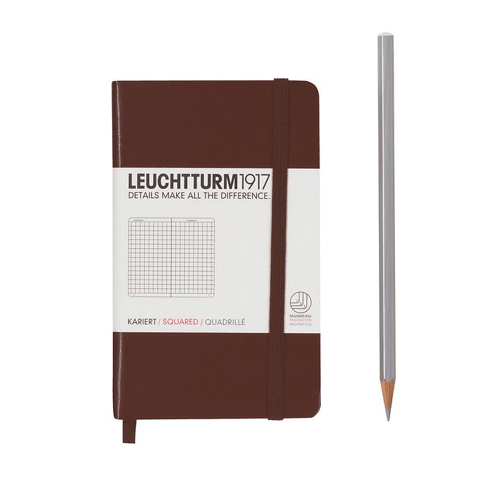 Notebook Pocket (A6), Hardcover, 187 numbered pages, Chocolate, squared
