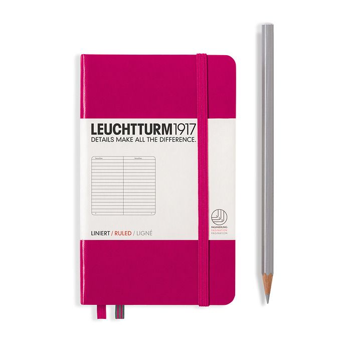 Notebook Pocket (A6), Hardcover, 187 numbered pages, Berry,  ruled