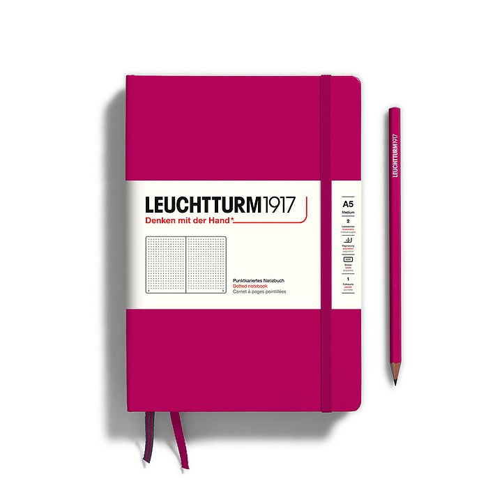 Notebook Medium (A5), Hardcover, 251 numbered pages, Berry,  dotted