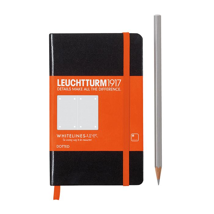 Notebook Pocket (A6), Hardcover, 185 num. pages, Black, dotted, Whitelines Link®