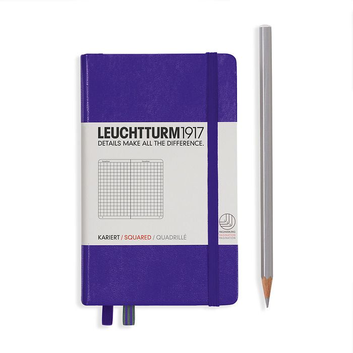Notebook Pocket (A6), Hardcover, 187 numbered pages, Purple, squared