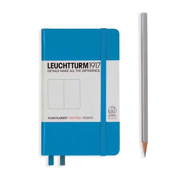 Notebook Pocket (A6), Hardcover, 187 numbered pages, Azure,  dotted
