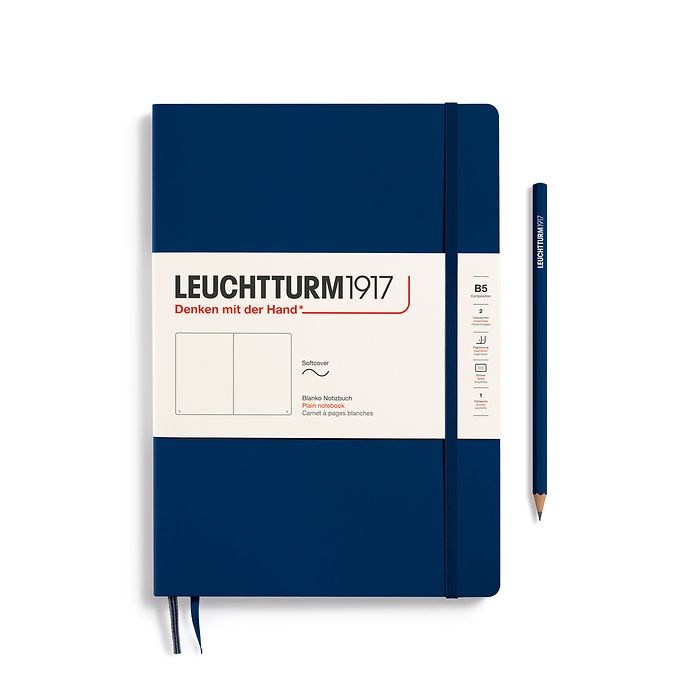 Notebook Composition (B5), Softcover, 123 numbered pages, Navy, plain