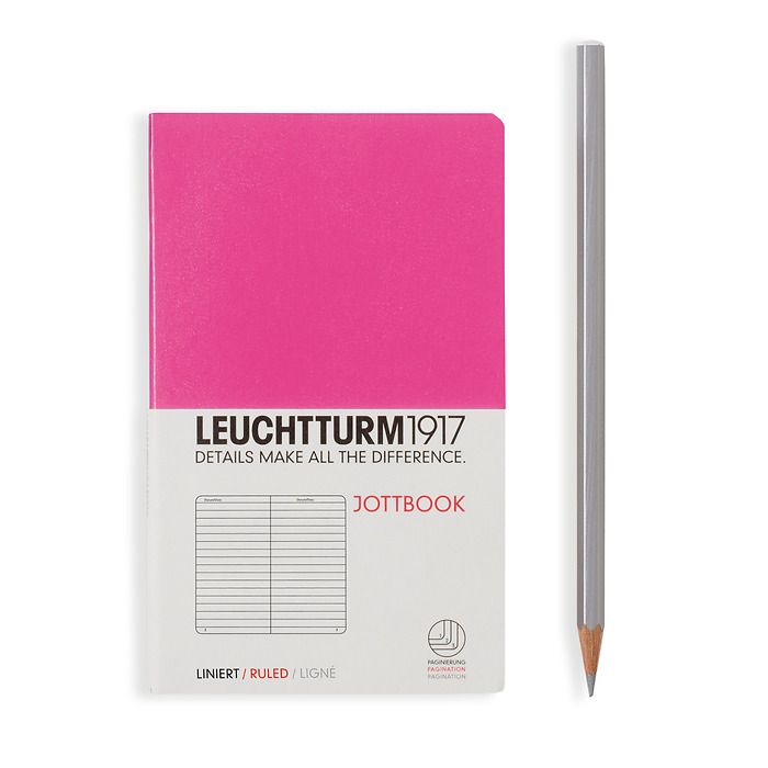 Jottbook Pocket (A6), 60 numbered pages, 16 perforated pages, New Pink, ruled