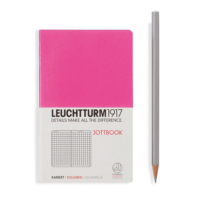 Jottbook Pocket (A6), 60 numbered pages, 16 perforated pages, New Pink, squared