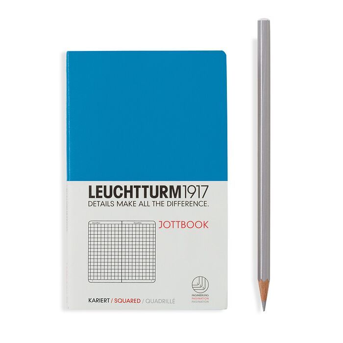 Jottbook Pocket (A6), 60 numbered pages, 16 perforated pages, Azure, squared