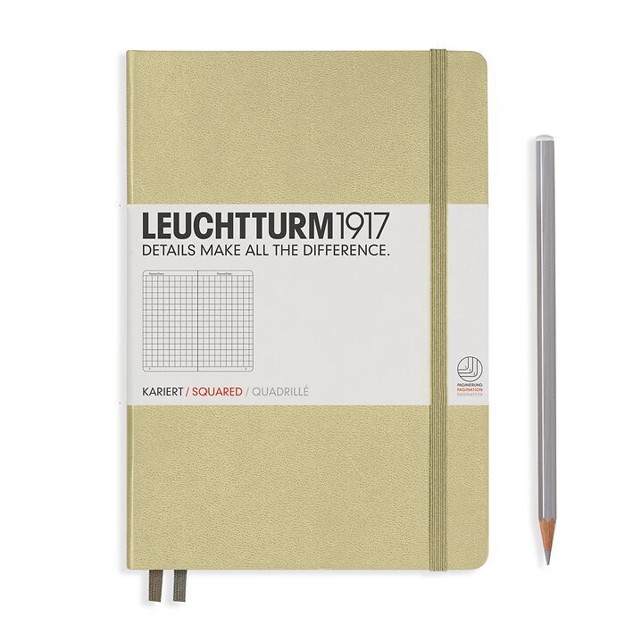 Notebook Medium (A5), Hardcover, 251 numbered pages, Sand, squared