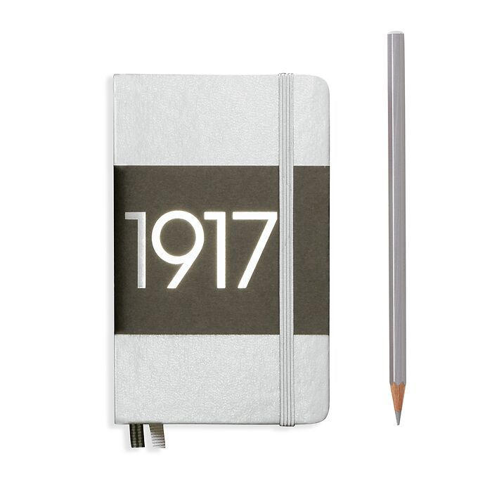Notebook Pocket (A6), Hardcover, 187 numbered pages, Silver, plain
