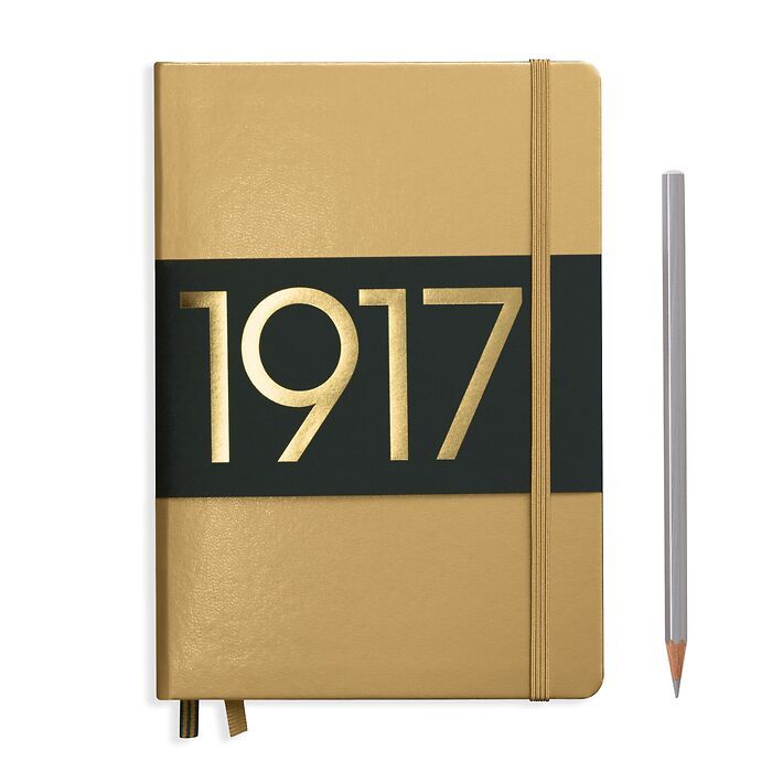 Notebook Medium (A5), Hardcover, 251 numbered pages, Gold, ruled