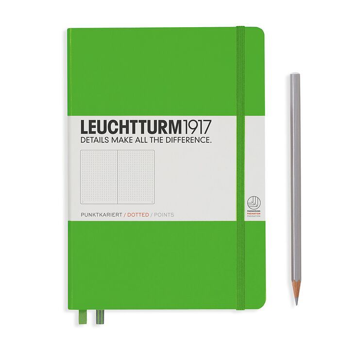 Notebook Medium (A5), Hardcover, 251 numbered pages, Fresh Green, dotted