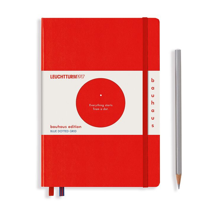 Notebook Medium (A5), Hardcover, 251 numbered pages, Red, dotted, Bauhaus Edition