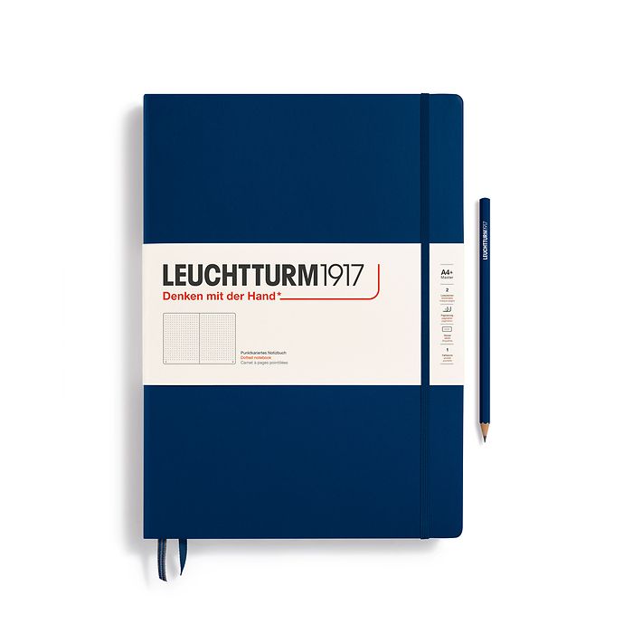 Notebook Master Classic (A4+), Hardcover, 235 numbered pages, Navy, dotted