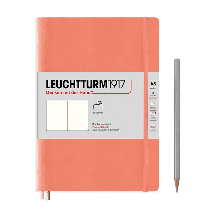 Notebook Medium (A5), Softcover, 123 numbered pages, Bellini, plain