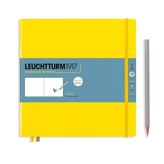 Sketchbook Square (225 x 225 mm), Hardcover, 112 pages (150 g/sqm), plain, Lemon