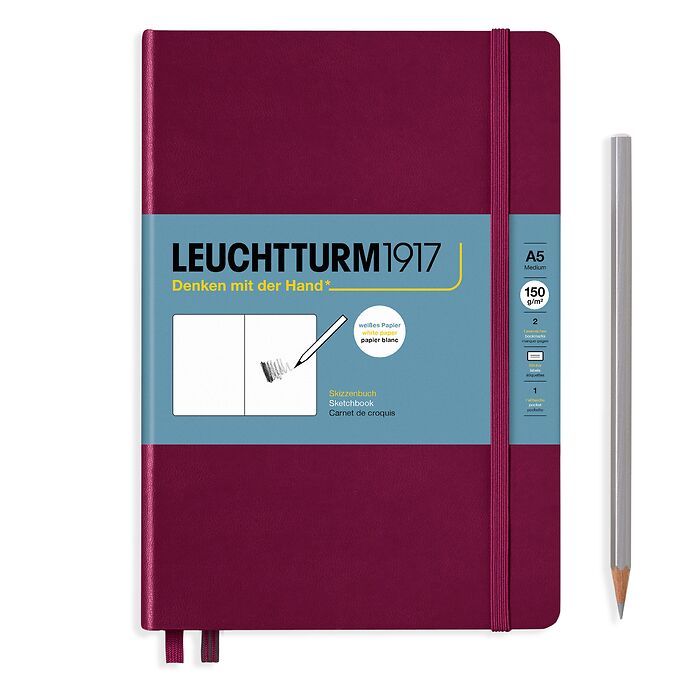 Sketchbook Medium (A5), Hardcover, 112 pages (150 g/sqm), plain, Port Red