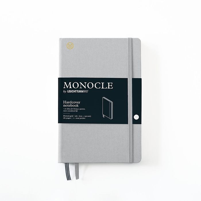 Notebook B6+ Monocle, Hardcover, 192 numbered pages, Light Grey, dotted