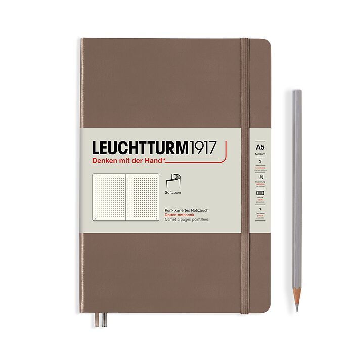 Notebook Medium (A5), Softcover, 123 numbered pages, Warm Earth, dotted
