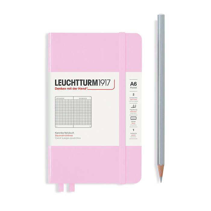 Notebook Pocket (A6), Hardcover, 187 numbered pages, Powder, squared