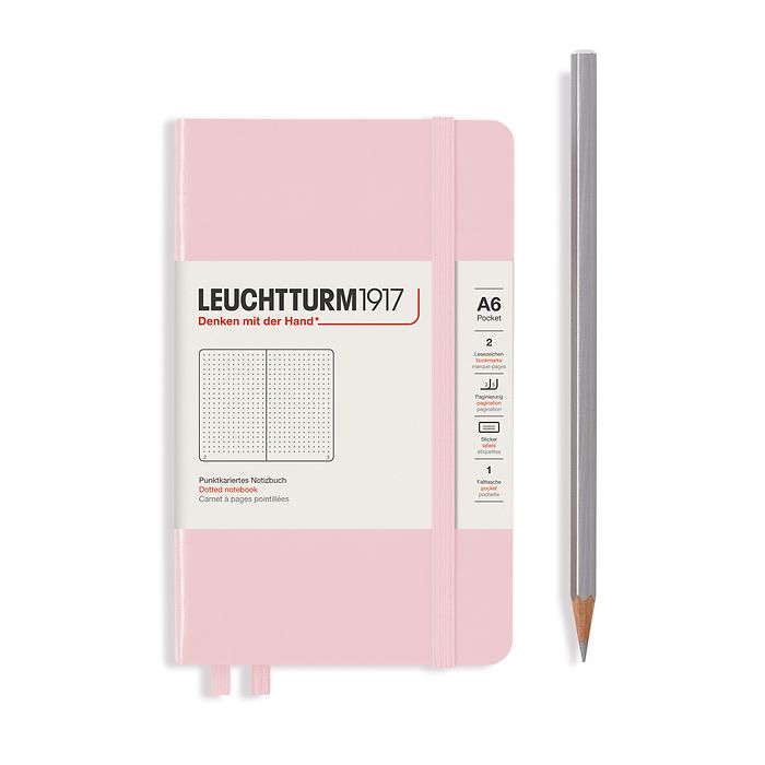 Notebook Pocket (A6), Hardcover, 187 numbered pages, Powder, dotted