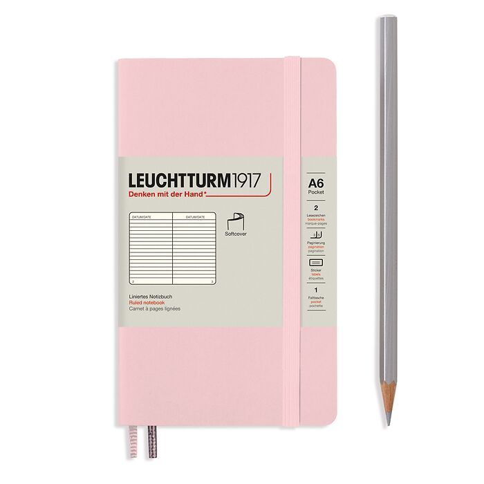 Notebook Pocket (A6), Softcover, 123 numbered pages, Powder, ruled