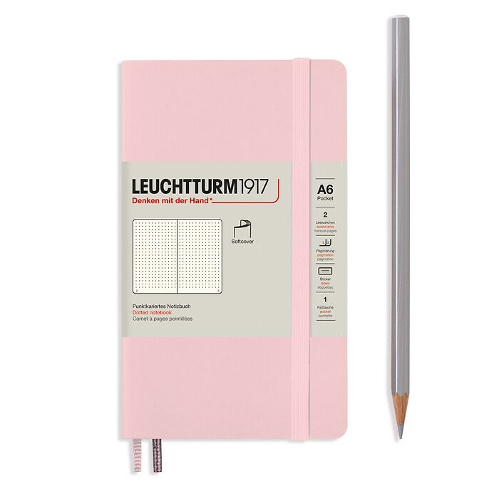 Notebook Pocket (A6), Softcover, 123 numbered pages, Powder, dotted