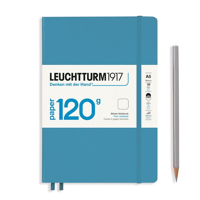 Notebook Medium (A5), EDITION 120, Hardcover, 203 numbered pages, Nordic Blue, plain