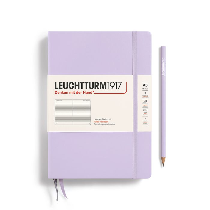 Notebook Medium (A5), Hardcover, 251 numbered pages, Lilac, ruled