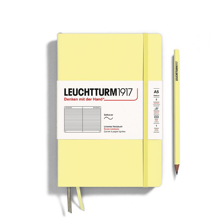 Notebook Medium (A5), Softcover, 123 numbered pages, Vanilla, ruled