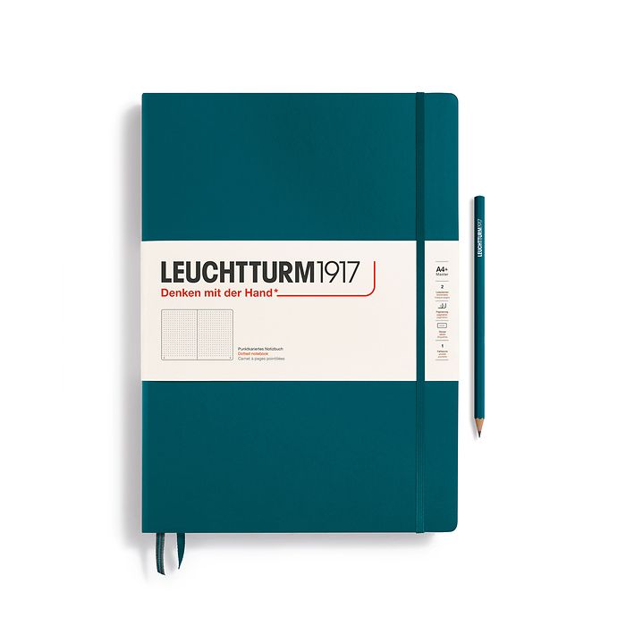 Notebook Master Classic (A4+), Hardcover, 235 numbered pages, Pacific Green, dotted