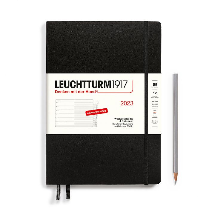 Weekly Planner & Notebook Composition (B5) 2023, with booklet, Black, German