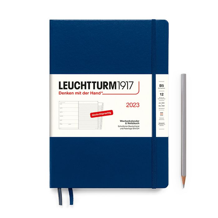 Weekly Planner & Notebook Composition (B5) 2023, with booklet, Navy, German