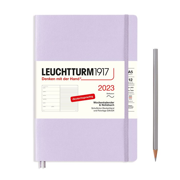 Weekly Planner & Notebook Medium (A5) 2023, Softcover, Lilac, German