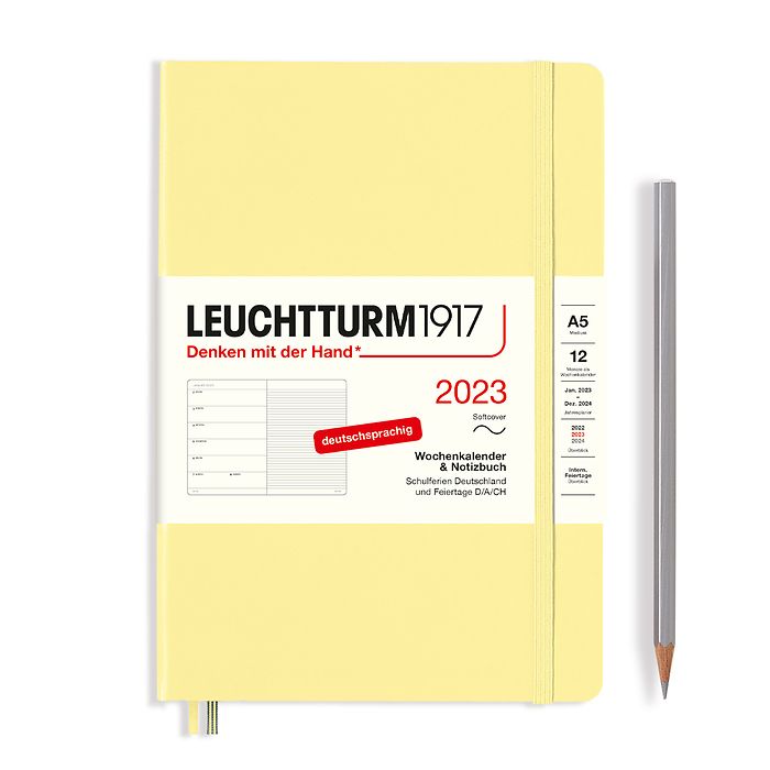 Weekly Planner & Notebook Medium (A5) 2023, Softcover, Vanilla, German