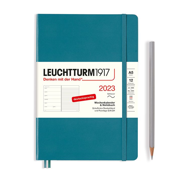 Weekly Planner & Notebook Medium (A5) 2023, Softcover, Ocean, German