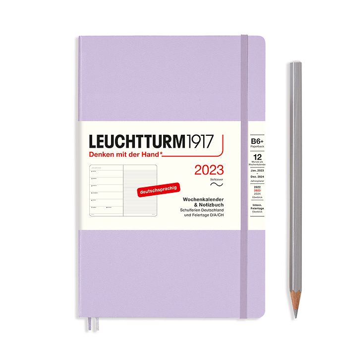 Weekly Planner & Notebook Paperback (B6+) 2023, Softcover, Lilac, German