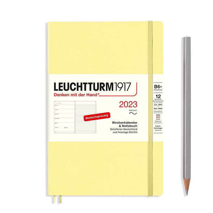 Weekly Planner & Notebook Paperback (B6+) 2023, Softcover, Vanilla, German