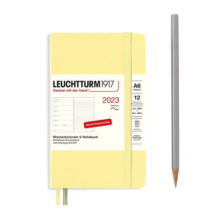 Weekly Planner & Notebook Pocket (A6) 2023, Softcover, Vanilla, German