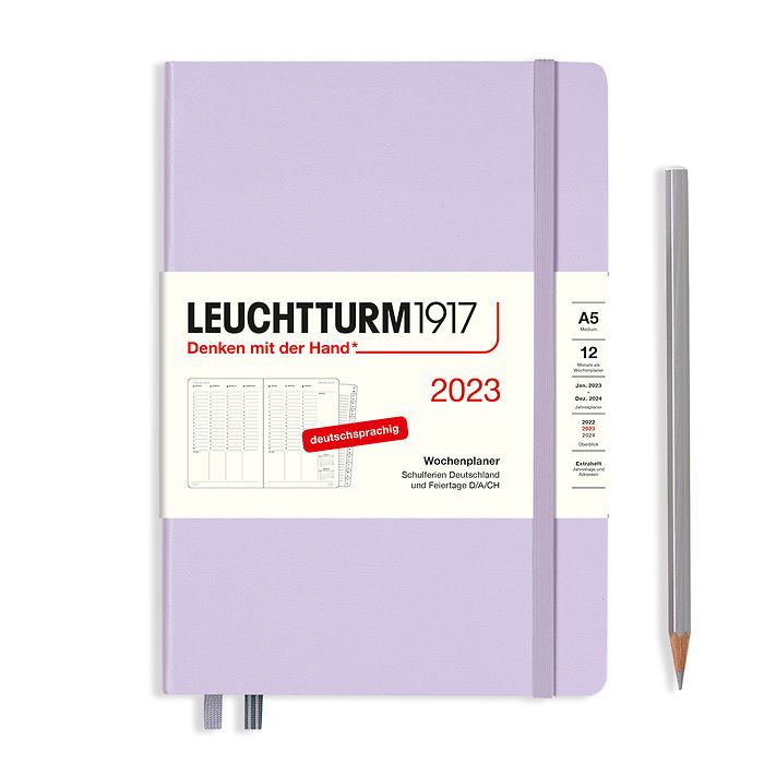 Week Planner Medium (A5) 2023, with booklet, Lilac, German