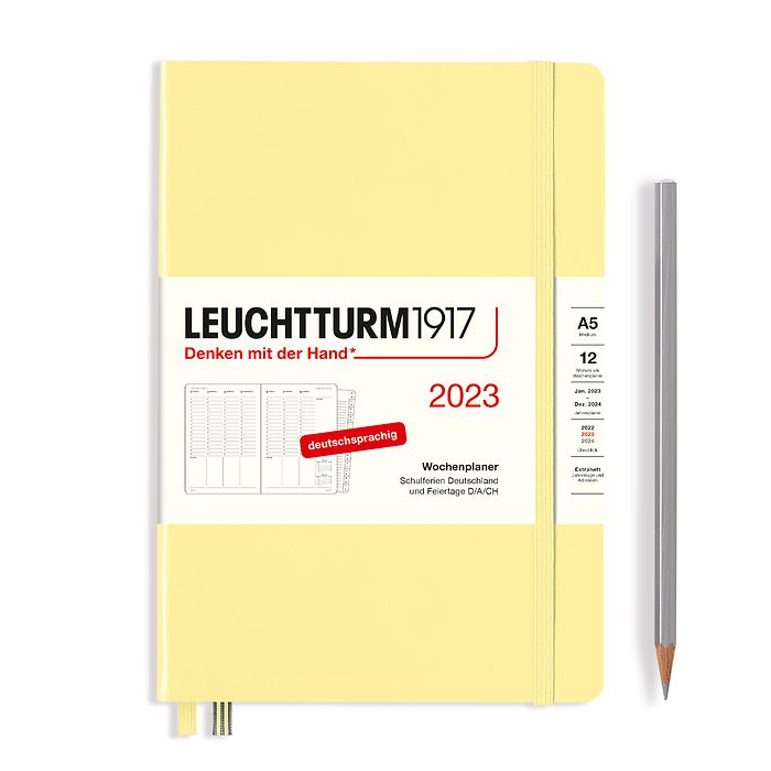 Week Planner Medium (A5) 2023, with booklet, Vanilla, German