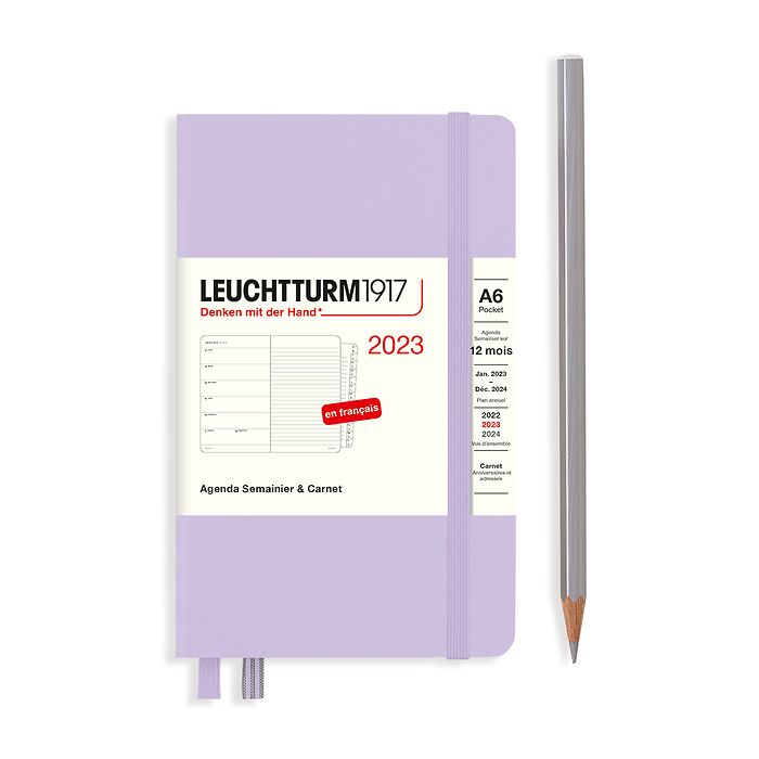 Weekly Planner & Notebook Pocket (A6) 2023, with booklet, Lilac, French