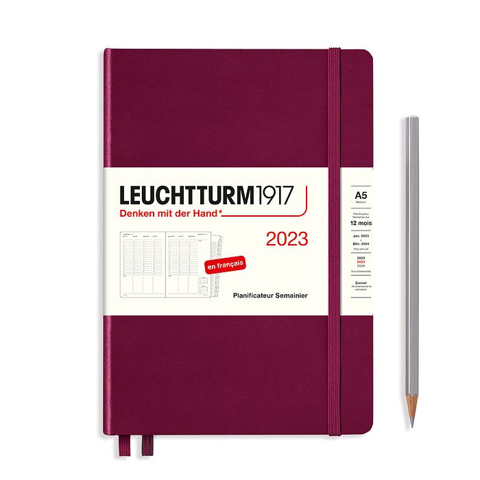 Week Planner Medium (A5) 2023, with booklet, Port Red, French