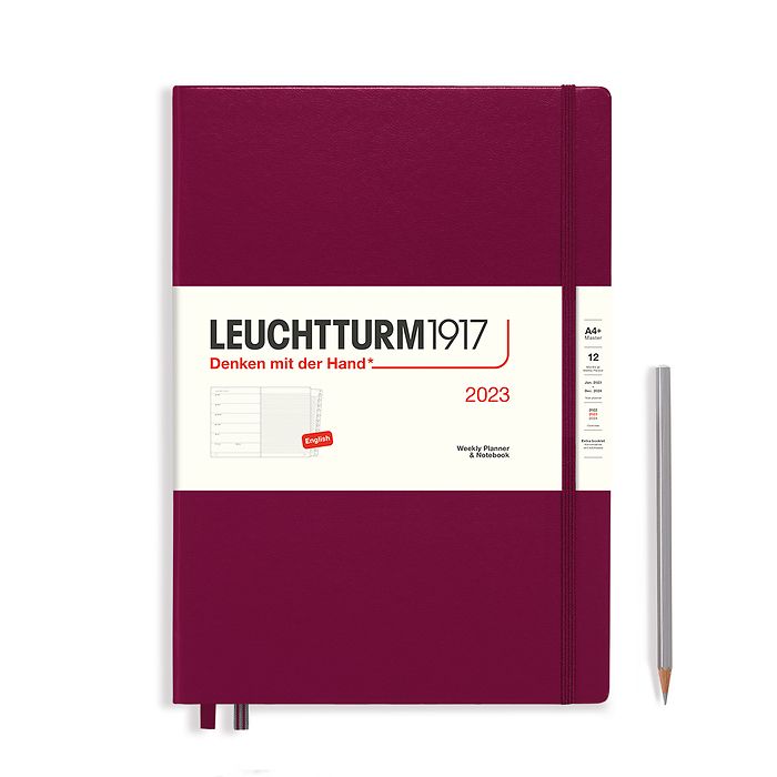 Weekly Planner & Notebook Master (A4+) 2023, with booklet, Port Red, English