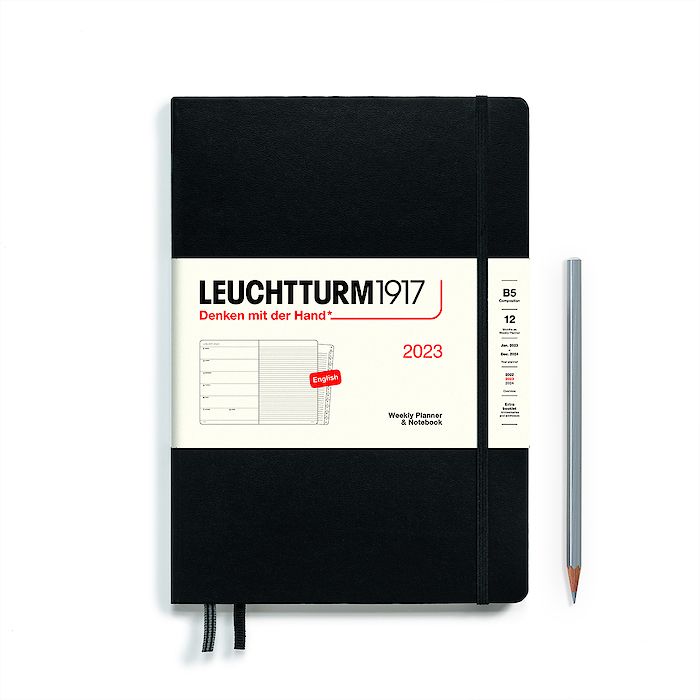 Weekly Planner & Notebook Composition (B5) 2023, with booklet, Black, English