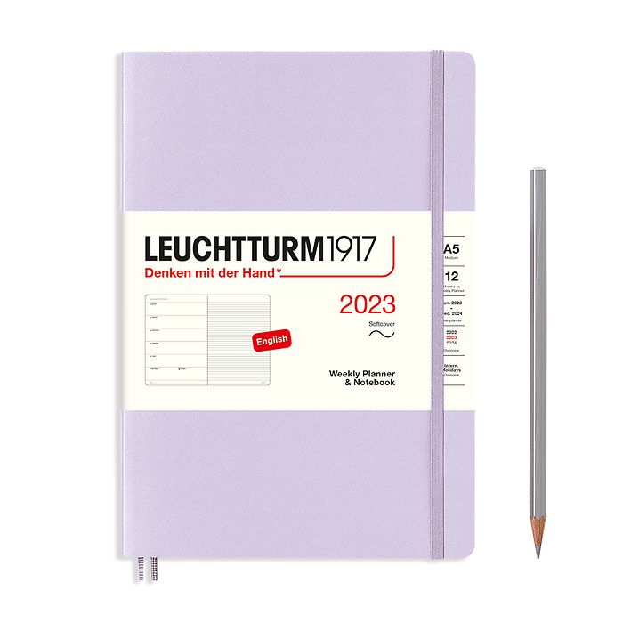 Weekly Planner & Notebook Medium (A5) 2023, Softcover, Lilac, English