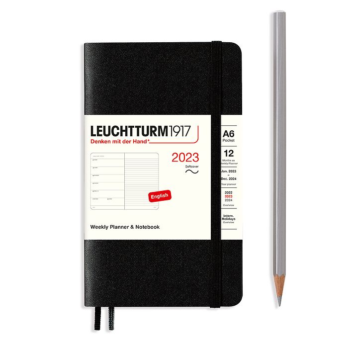 Weekly Planner & Notebook Pocket (A6) 2023, Softcover, Black, English