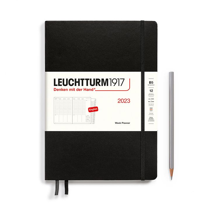 Week Planner Composition (B5)  2023, with booklet, Black, English