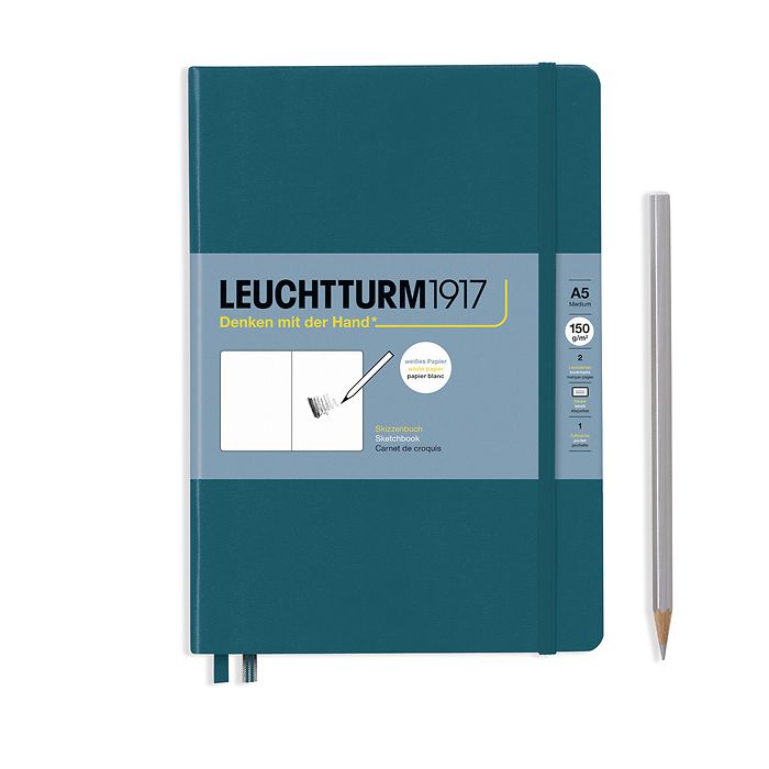 Sketchbook Medium (A5), Hardcover, 112 pages (150 g/sqm), plain, Pacific Green