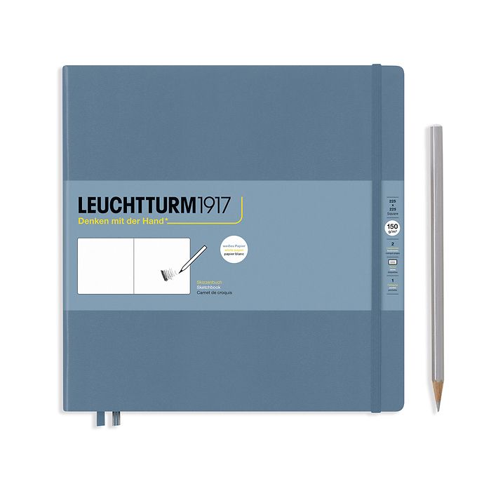 Sketchbook Square (225 x 225 mm), Hardcover, 112 pages (150 g/sqm), plain, Stone Blue