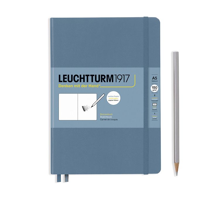 Sketchbook Medium (A5), Hardcover, 112 pages (150 g/sqm), plain, Stone Blue